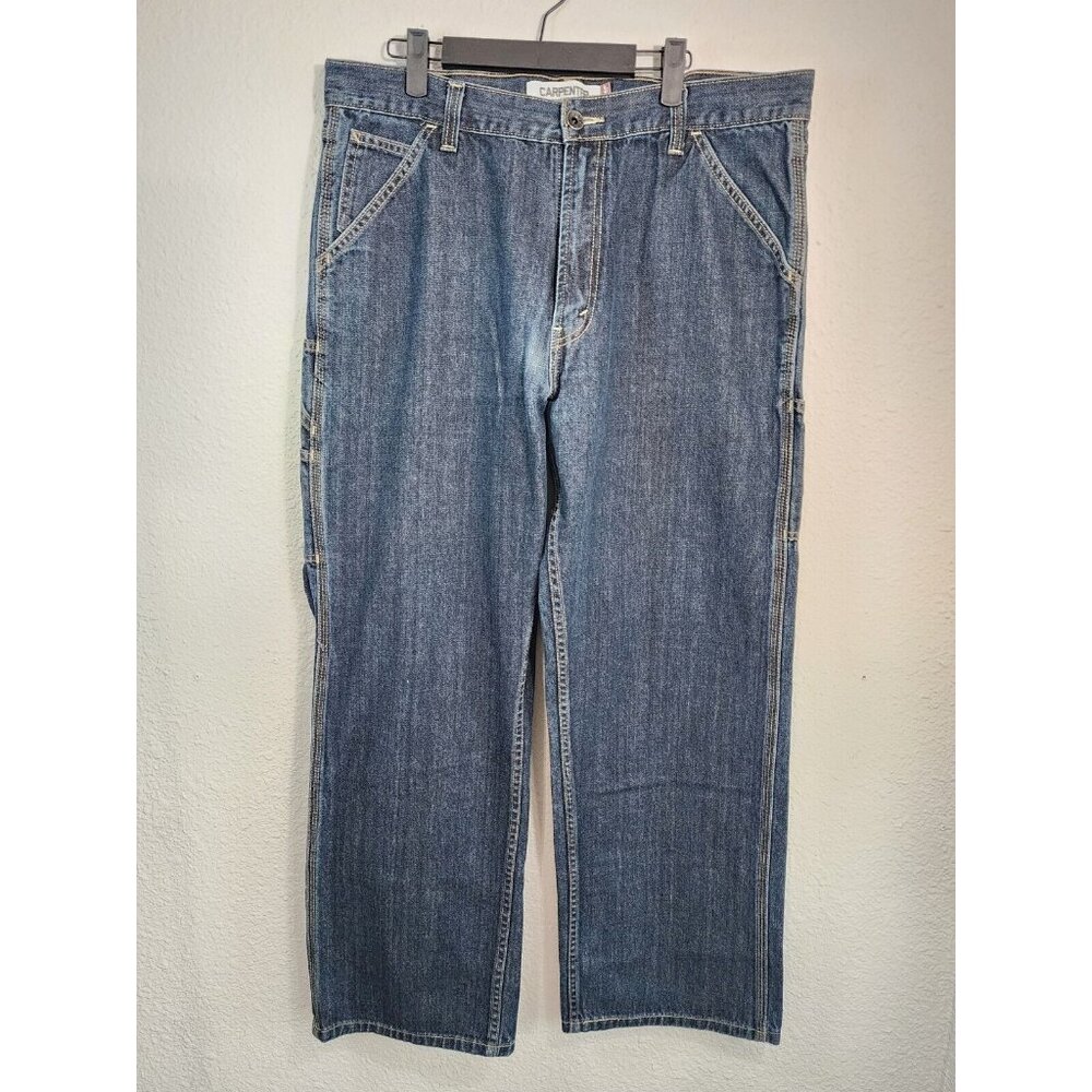 Levis Jeans Mens 36x30 Blue Denim Carpenter Loose Straight Baggy Workwear Pants